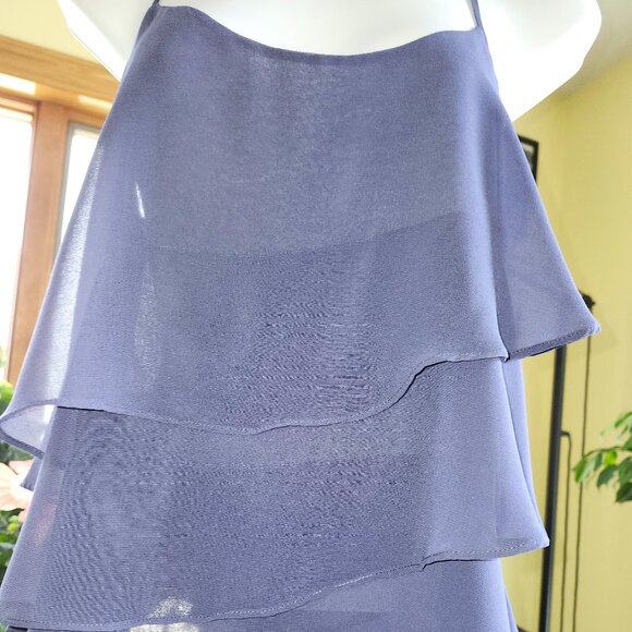 25270 NWT!!  BEBE Tiered Asymmetrical Ruffle Cami Tank in Navy Blue- XXS - Picture 3 of 10